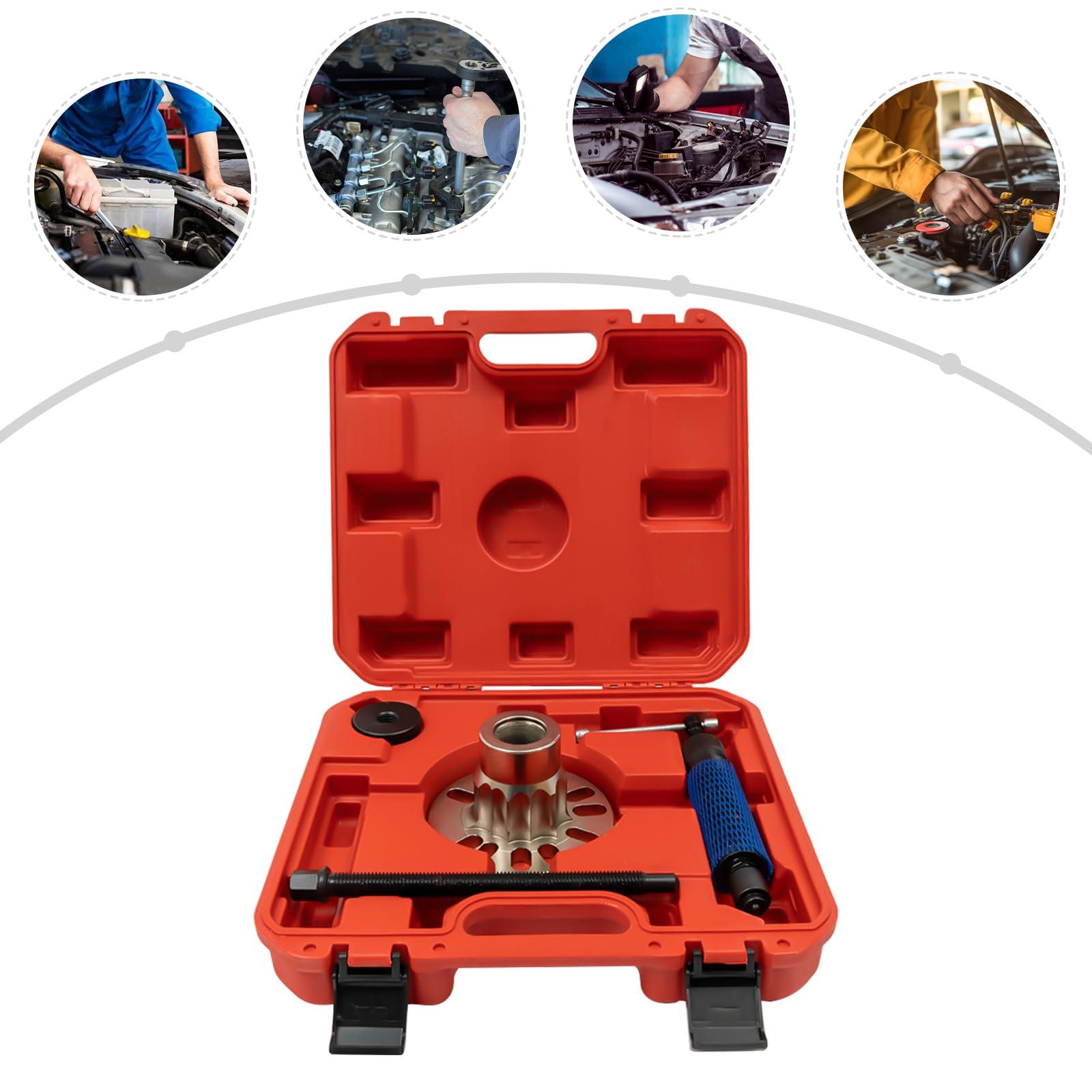 Prensa Hidráulica 10T para Cubos de Rueda Acero Carbono 45# Tratado Térmico Compatible 4-5 Pernos (96-125mm) Maletín Portátil para Taller/Carretera (Certificado CE)
