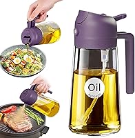 Vista 11 de YARRAMATE Pulverizador de aceite de oliva de vidrio de 16 oz/15.9 fl oz para cocinar con calcomanías, dispensador de aceite 2 en 1 para utensilios