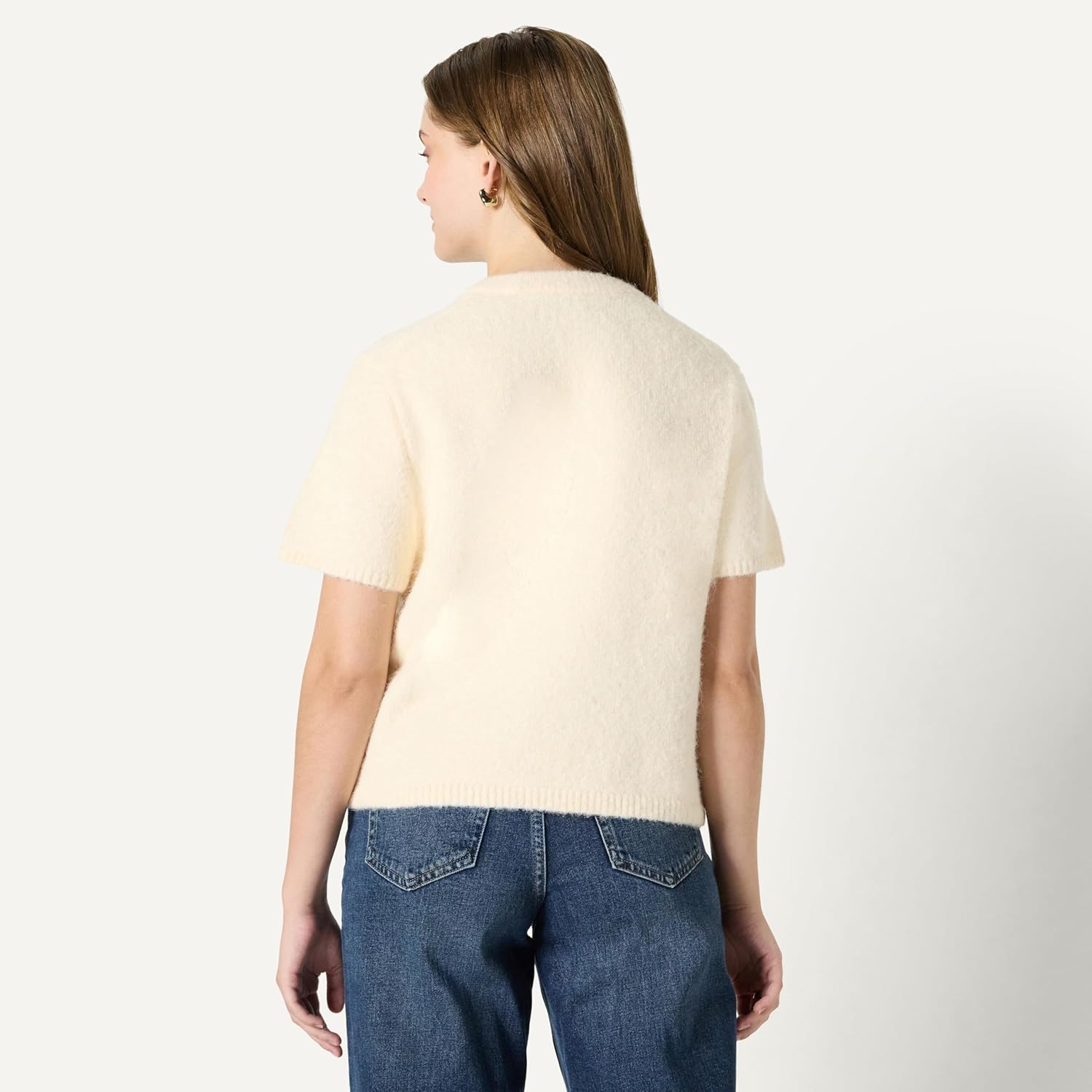 Amazon Essentials (Demi's Pick) Women's Relaxed-Fit Faux Mohair Short Sleeve Sweater Top - Image 2