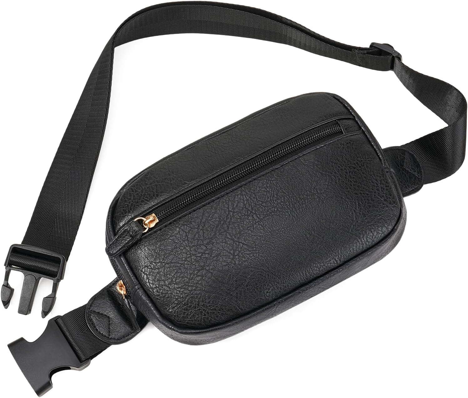 GAEKEAO Fanny Packs Belt Bag for Women Everywhere Waist Packs Vegan Leather Crossbody Bags with Adjustable Strap(Black)