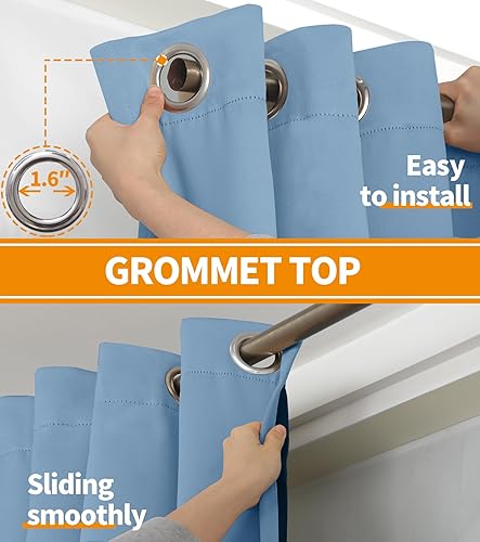 Miniatura 4 de YoungsTex Cortinas 100% opacas para dormitorio, doble capa, bloqueo de luz completa, cortina de oscurecimiento de habitación, cortinas con