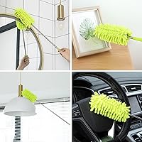Vista 4 de Microfiber Duster for Cleaning, Tukuos Hand Washable Dusters with 2pcs Replace Microfiber Head, Extendable Pole, Detachable Cleaning Brush Tool for