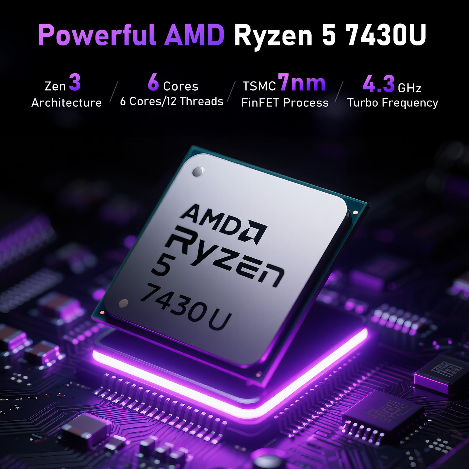 15.6 inch Gaming Laptop, 2025 Laptop Computer Win 11 Pro, 32GB RAM 1TB SSD, R5-7430U (up to 4.3Ghz, Beat 5700U), 15.6" Full HD 1920 * 1080 Display, Radeon Graphics, BT5.0, Office 365