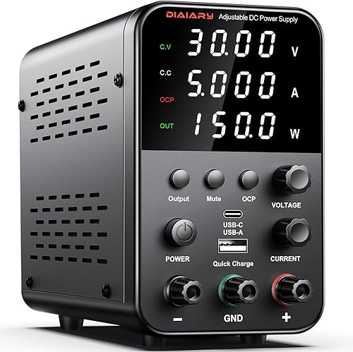 Fuente de alimentaciĂłn de CC variable, fuente de alimentaciĂłn de banco de 30 V 5 A con perilla de codificador, pantalla de 4 dĂgitos, fuente de Fuente de alimentaciĂłn de CC variable, fuente de alimentaciĂłn de banco de 30 V 5 A con perilla de codificador, pantalla de 4 dĂgitos, fuente de