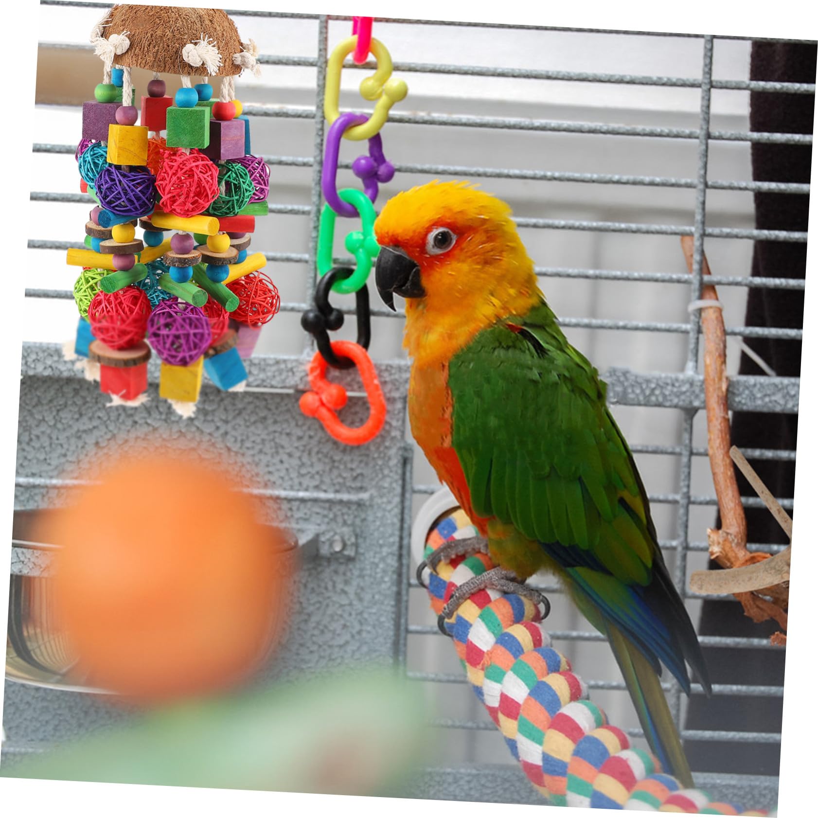SHINEOFI 1stücke Vogelspielzeug für Papageien zum Aufhängen im Käfig Beißspielzeug aus Holzbausteinen zum Reißen Haustierspielzeug zum Kauen und Spielen