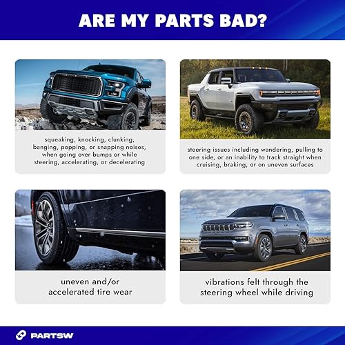 Miniatura 6 de PartsW - 6 juntas esféricas delanteras inferiores de suspensión + kit de extremos de barra de acoplamiento interior y exterior