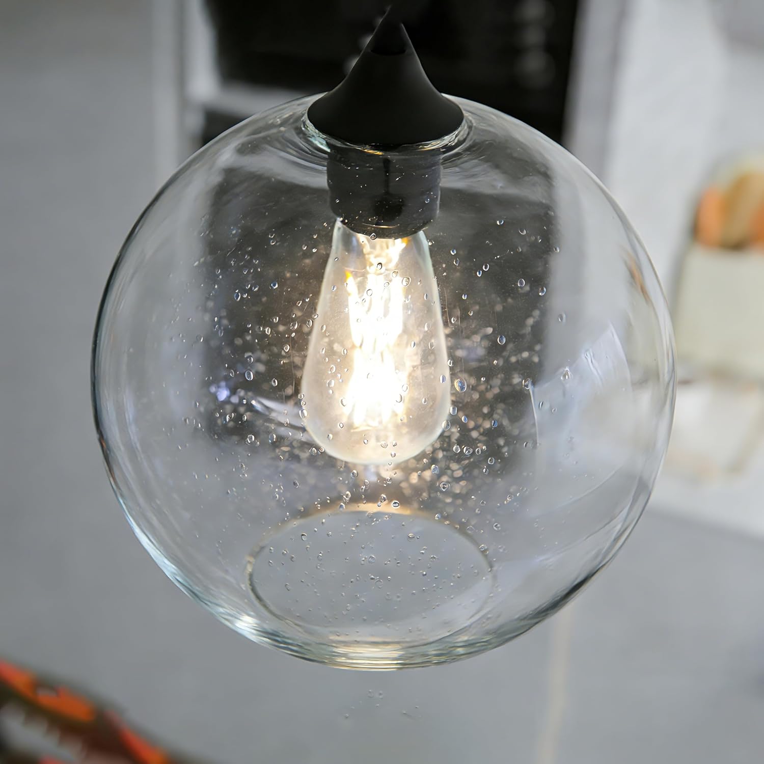 Globe Pendant Lights Kitchen Island Lighting Clear Glass Globe Pendant Light Fixtures Modern Kitchen Island Lighting for Dining Room Bedroom -9.8inch