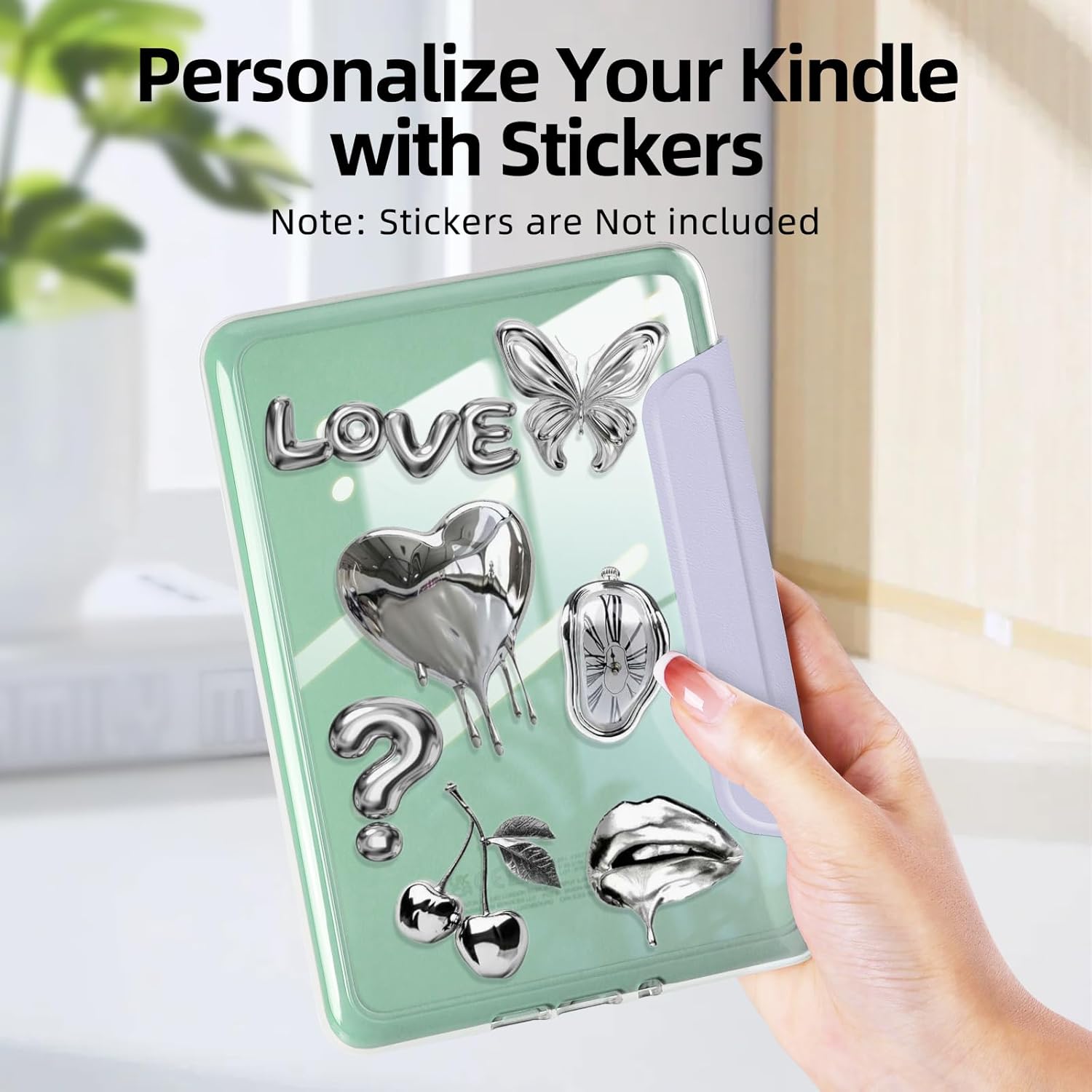 Detachable Magnetic Case for 6" Kindle 11th Generation 2024/2022 Release, PU Leather Cover and Transparent Hard Back Shell with Auto Sleep/Wake,Light Purple