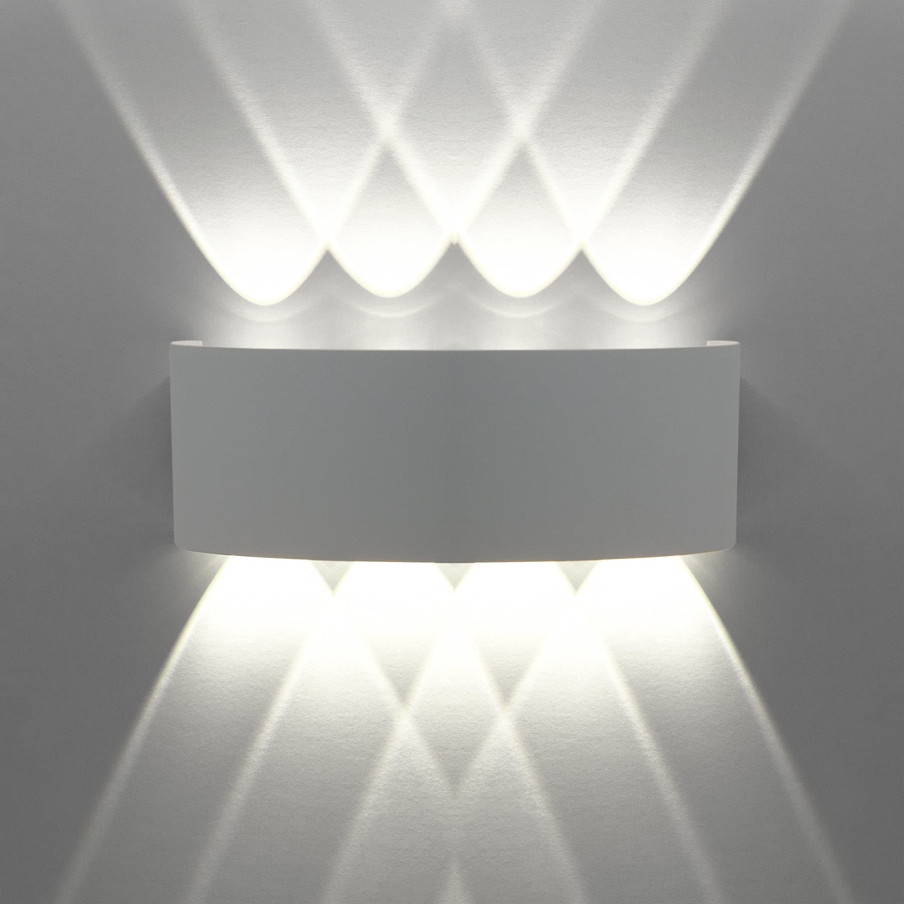 G.W.S® 8W White Modern LED Sconce IP54 Indoor/Outdoor Up and Down Wall Light Cool White 6000K (WL-T8-CW)