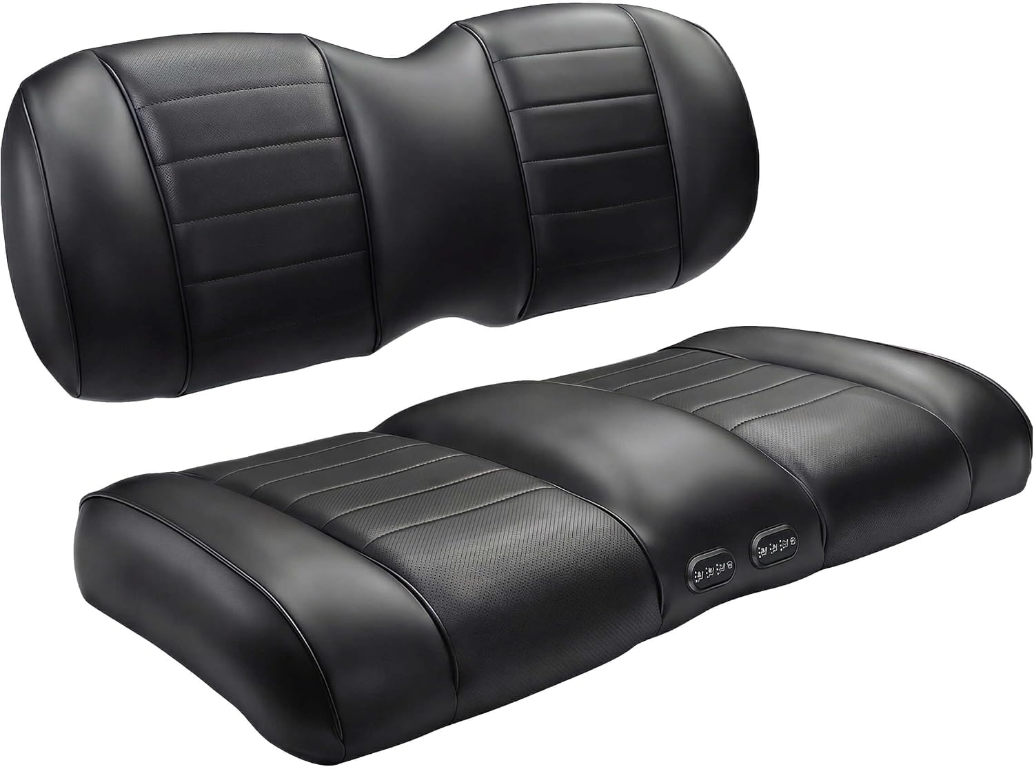 NOKINS Premium Golf Cart Seat Cushion & Backrest, Ventilated Vibrating Seat Pad with 3 Gears, Independent Control Panels for Driver & Passenger (For EZGO TXT/RXV)