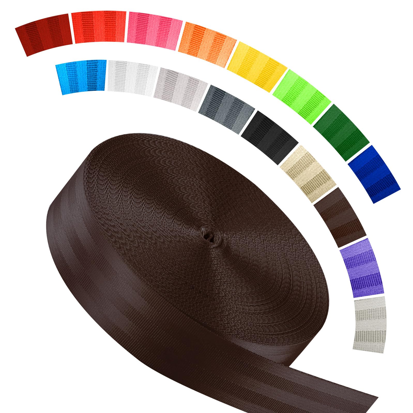 Polyester Webbing Strap 16+Colors – 1"&amp;1.5"&amp;1.9" – 16.5 25 33 55 Yards Heavy Duty Webbing Roll, Flat Webbing Strap for Indoor&amp;Outdoor Gear, DIY Crafting, Repairing