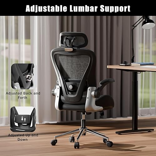 Miniatura 3 de Silla ergonómica de oficina en casa para hombre y mujer, asiento curvado de cuero grueso de alta calidad con respaldo de malla transpirable,