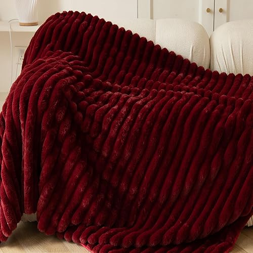 Miniatura 6 de Manta de piel sintética a rayas, manta de felpa suave y esponjosa, gruesa y cálida, mantas peludas y lindas y cómodas a rayas para sofá, cama,
