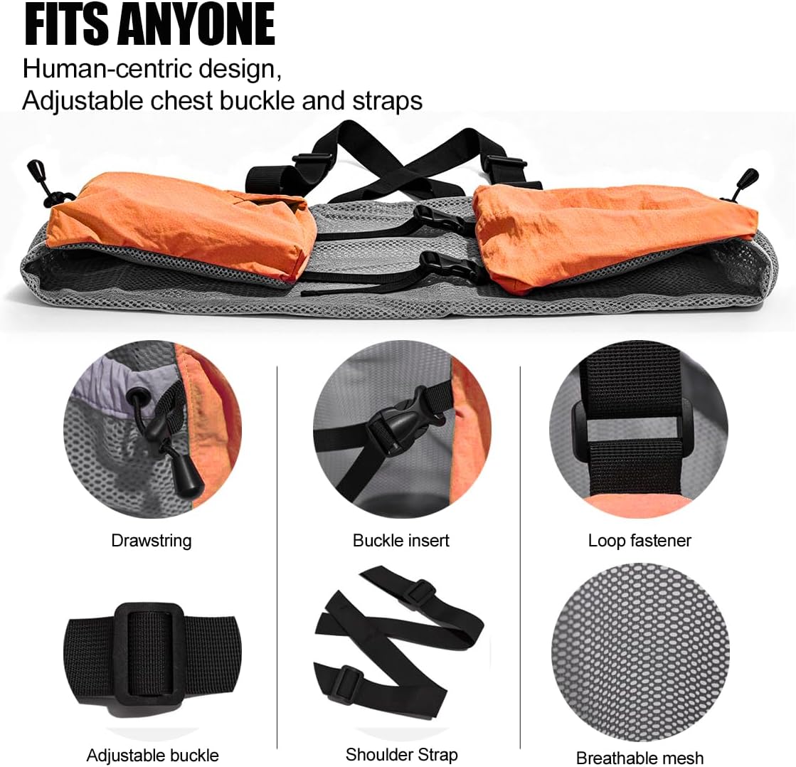 Lightweight Hiking Chest Rig Vest Bag Multi-Pocket Utility Cycling Pack for Running Camping Climbing (Red)