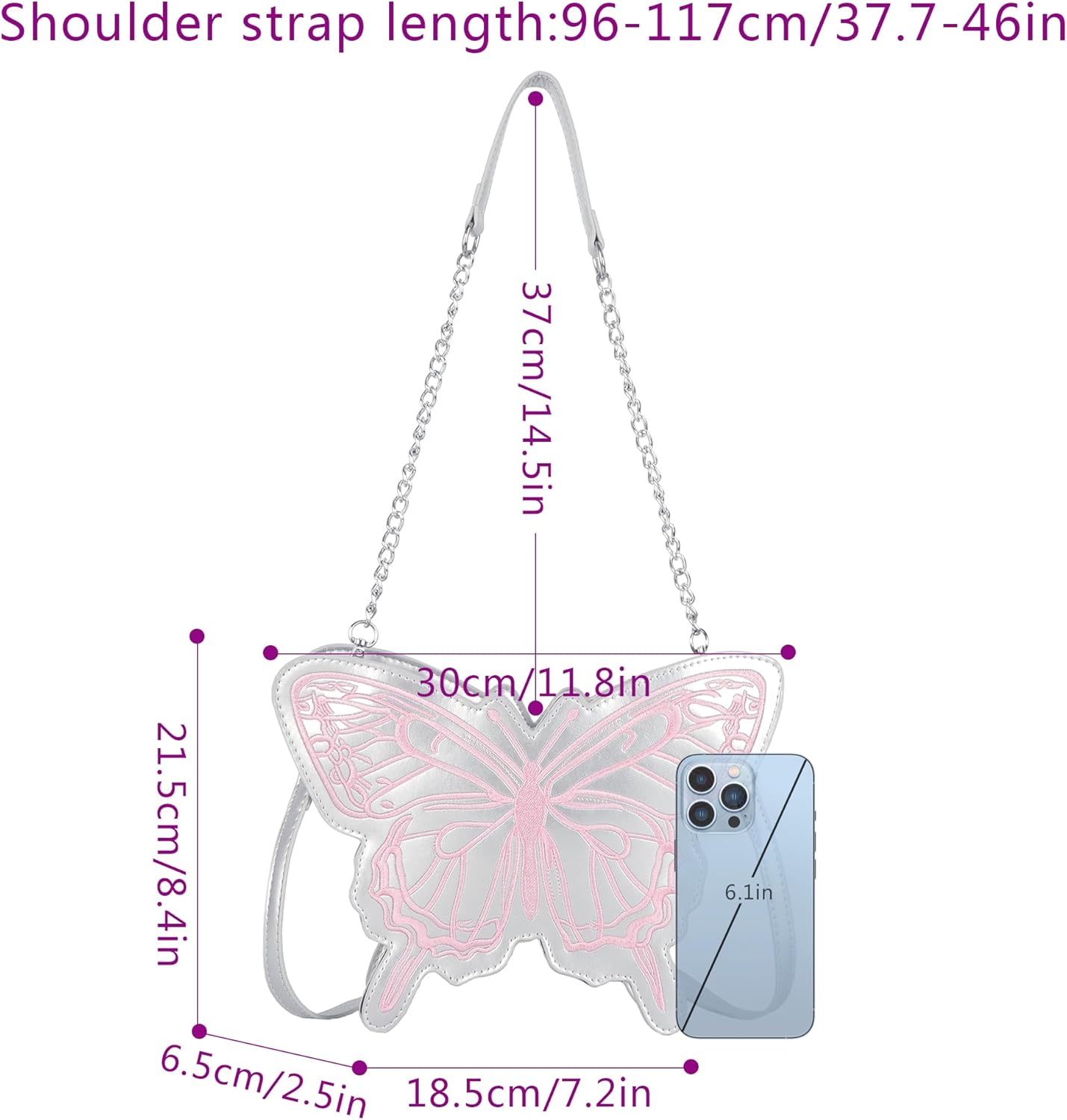 Women Mini Butterfly Shape Chain Strap Cross-body Bag Evening Clutch Handbag