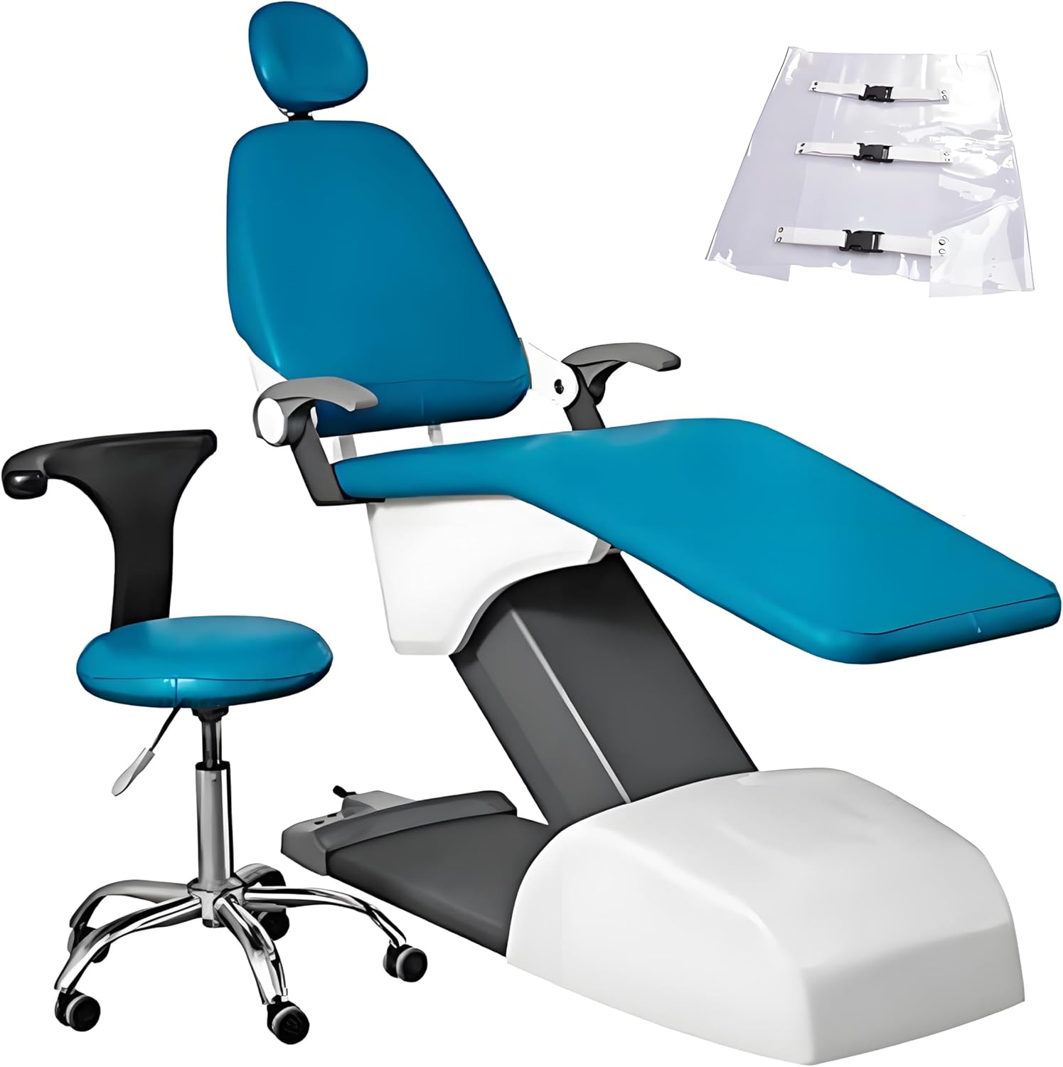 5Pcs Set Dental Chair Covers Thickened PU Leather Non Slip Elastic Waterproof Protective Full Dental Chair Cover with Dental Chair Foot Seat Cover(Color:E,Size:L)