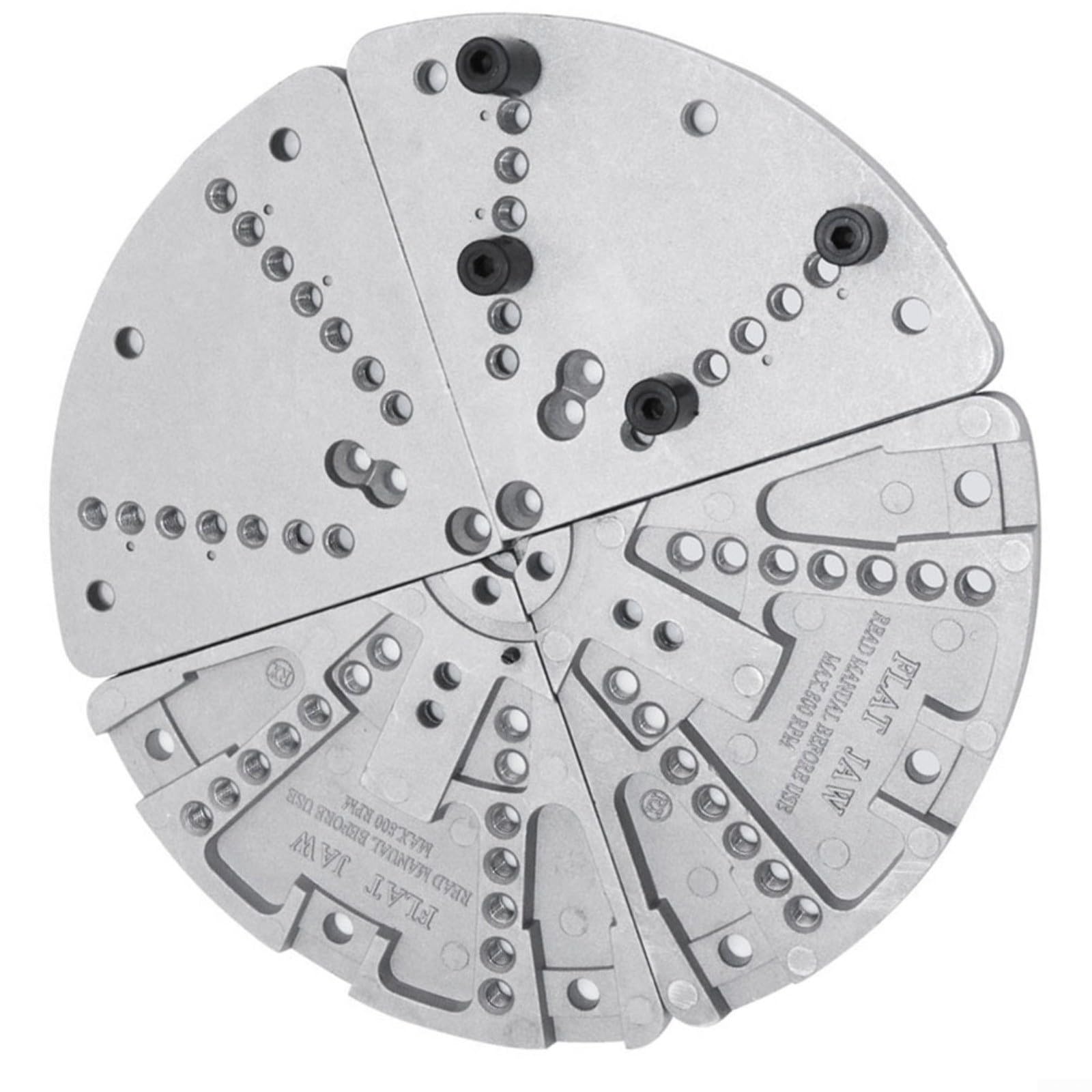 Juego de mandíbulas planas de 8 pulgadas para torno de madera, aleación de aluminio para revestimiento de tipo C, guarnición de desplazamiento, 7 posiciones, hasta 800 rpm