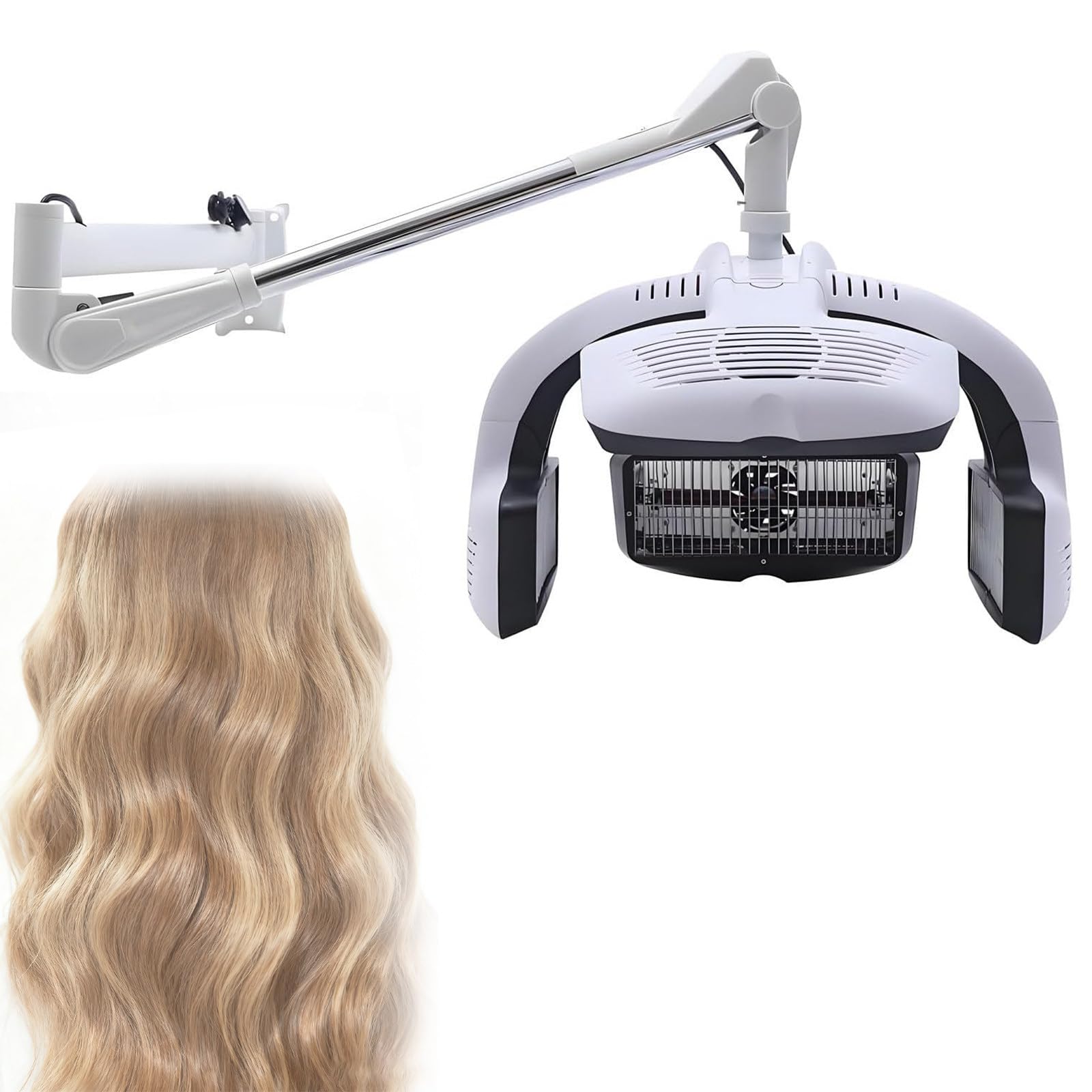 Hair Color Processor,with LCD Display,with 5 Heating Discs,360° Swivel Adjustable Arm,for Drying, Dyeing, Perming Hanging Hanging