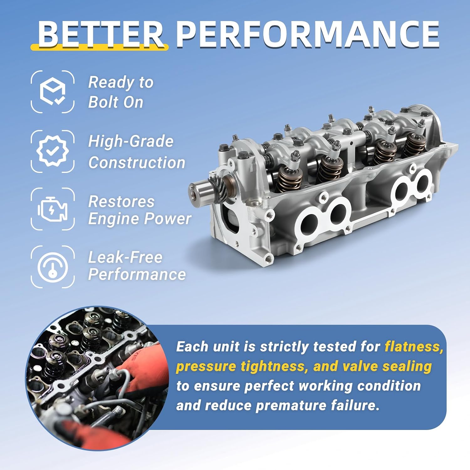 1360878 Cylinder Head Complete Assembly Fit for Hyster Forklift & Yale Forklift with Mazda FE F2 Engine 2.0L 2.2L - Replace HY1360878