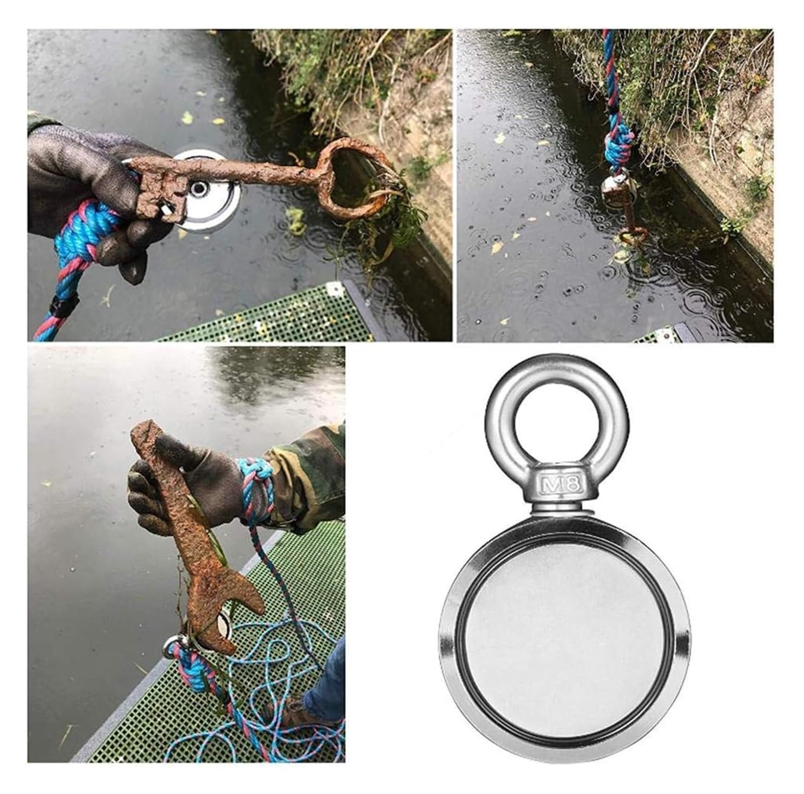 Magneti da Pesca potenti, magneti da Pesca a Doppia Faccia/magneti da Pesca Rotondi Estremamente potenti/per la Pesca e Il Recupero nel Fiume(48mm)