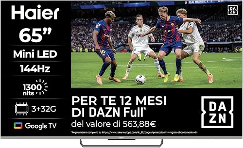 Haier Smart TV 65" Mini LED 4K Ultra HD, Google TV, Dolby…