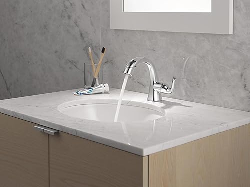 Miniatura 55 de Delta Arvo - Grifo de baño dorado cepillado de 1 agujero, grifo de lavabo de baño de un solo orificio para tocador, montaje de drenaje push-pop