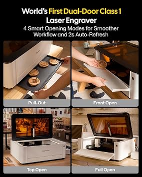 LaserPecker LX2 40W All-in-One Laser Cutter Engraver, 19.7 x 12 Large Working Area 1000mm/s High-Speed 12MP Camera Curved Surface Batch Engraving for Metal Wood Acrylic DIY SMB Customisation
