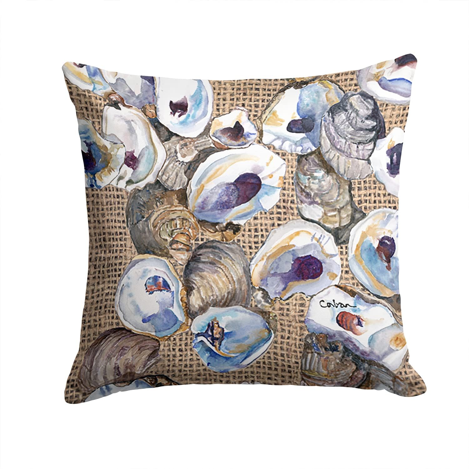 Caroline's Treasures 8734PW1414 Oyster Fabric Decorative Pillow Machine Washable, Indoor Outdoor Decorative Pillow for Couch, Bed or Patio, 14Hx14W