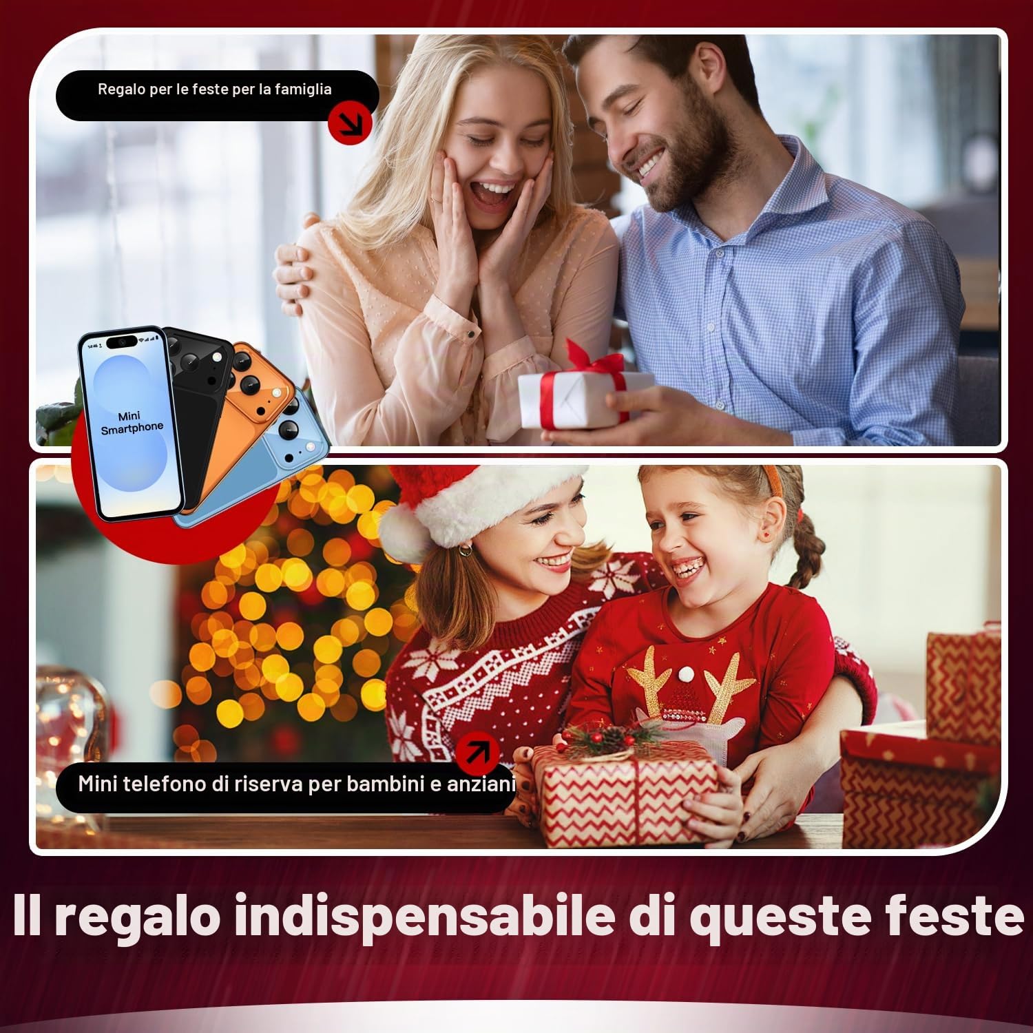 Mini Smartphone 4G, 4GB+64GB, Doppia SIM, Schermo da 3,88 pollici, Android 12, Telefono Compatto per Bambini e Studenti (Arancione)