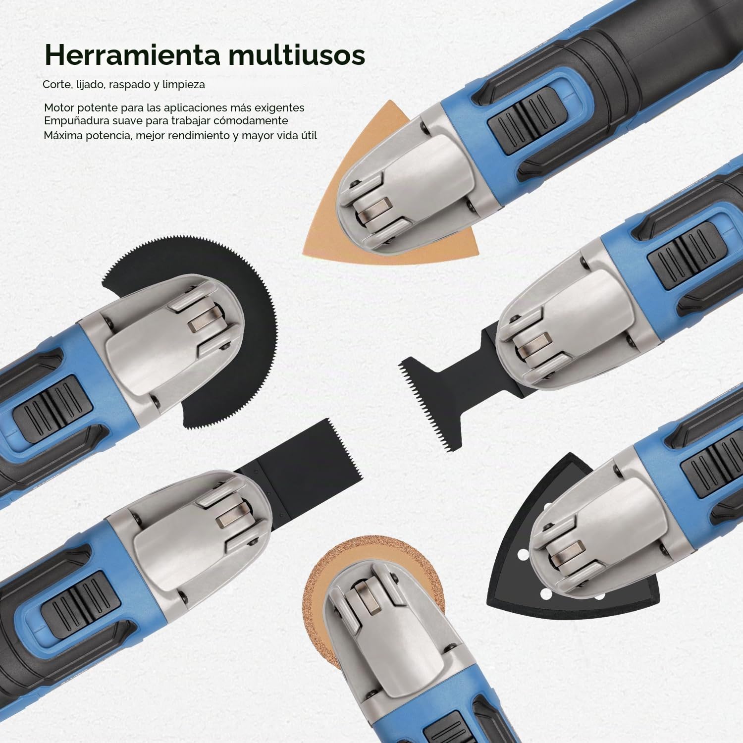 260W Multiherramienta Oscilante, 15000-22000RPM Eléctricas Herramienta Multifunción Oscilantes,Ajuste de 6 Velocidades, 3° Ángulo de Oscilación,40 Accesorios,con Bolsa de Herramientas