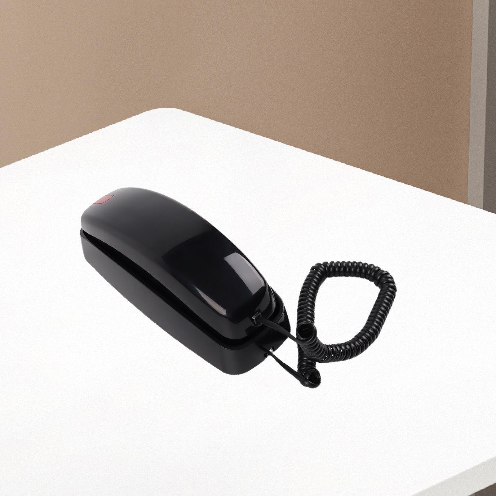 Teléfono de Pared Teléfono Fijo Teléfono de Casa Teléfono con Cable Estilo Retro Botones Luz Llamada Recordatorio Adecuado para Cocina Baño Ho, Negro