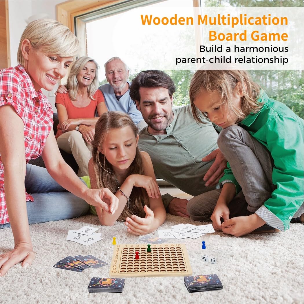 Multiplikations-Brettspiel aus Holz, Lernspiel für Kinder zum Zählen, interaktive Mathebausteine für Eltern und Kinder, Puzzle-Multiplikationstafel für Kleinkinder ab 3 Jahren