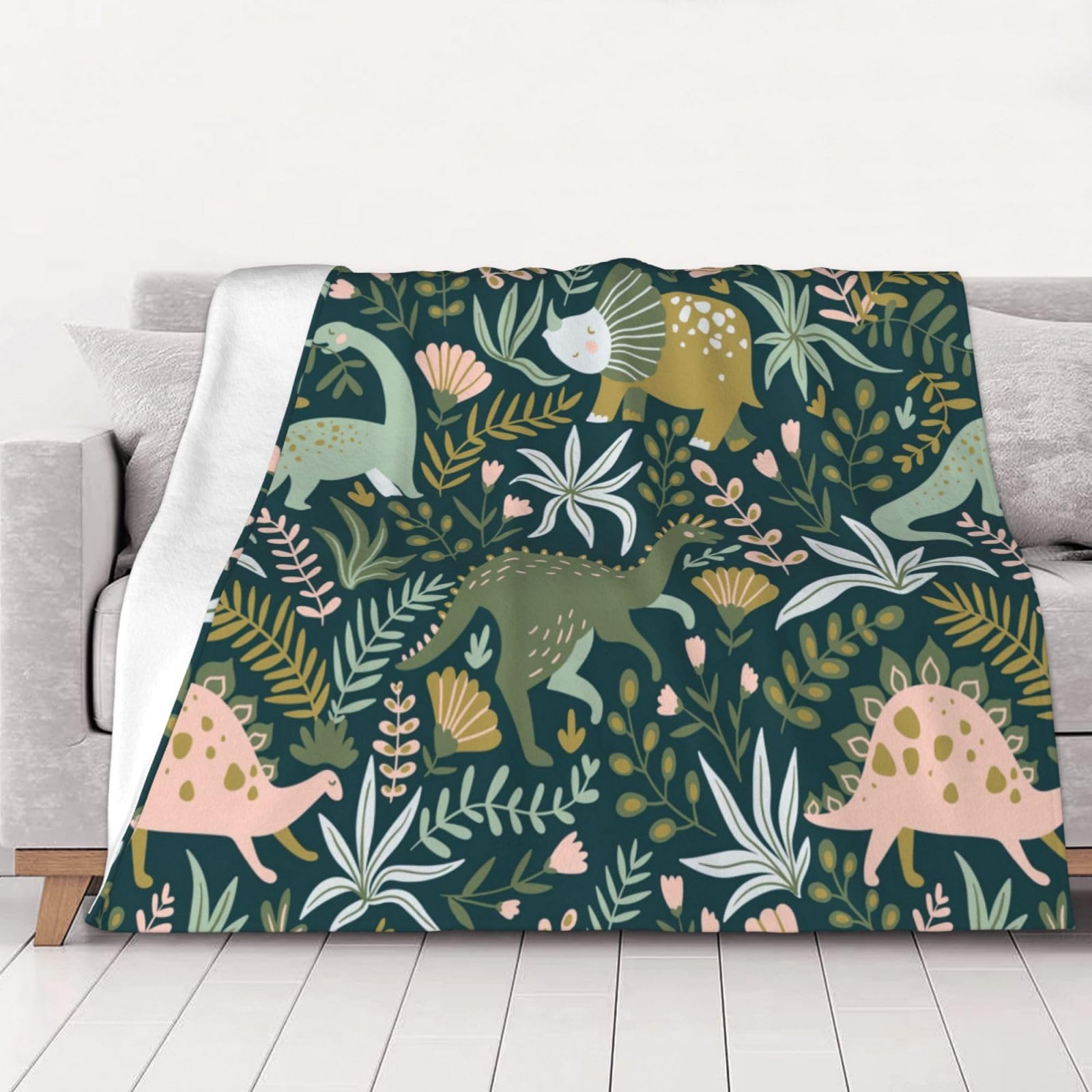 Couverture flanelle dinosaure douce et compacte pour salon et auto