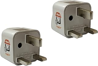 PagKis UK Type Flat 3 Pin Universal Plug Travel Converter (Off White Cream) Pack of 2