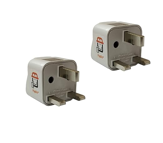 PagKis UK Type Flat 3 Pin Universal Plug Travel Converter (Off White Cream) Pack of 2