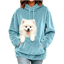 Womens Pet Carrier Hoodies Cat Dog Pouch Fuzzy Fall Sweatshirt