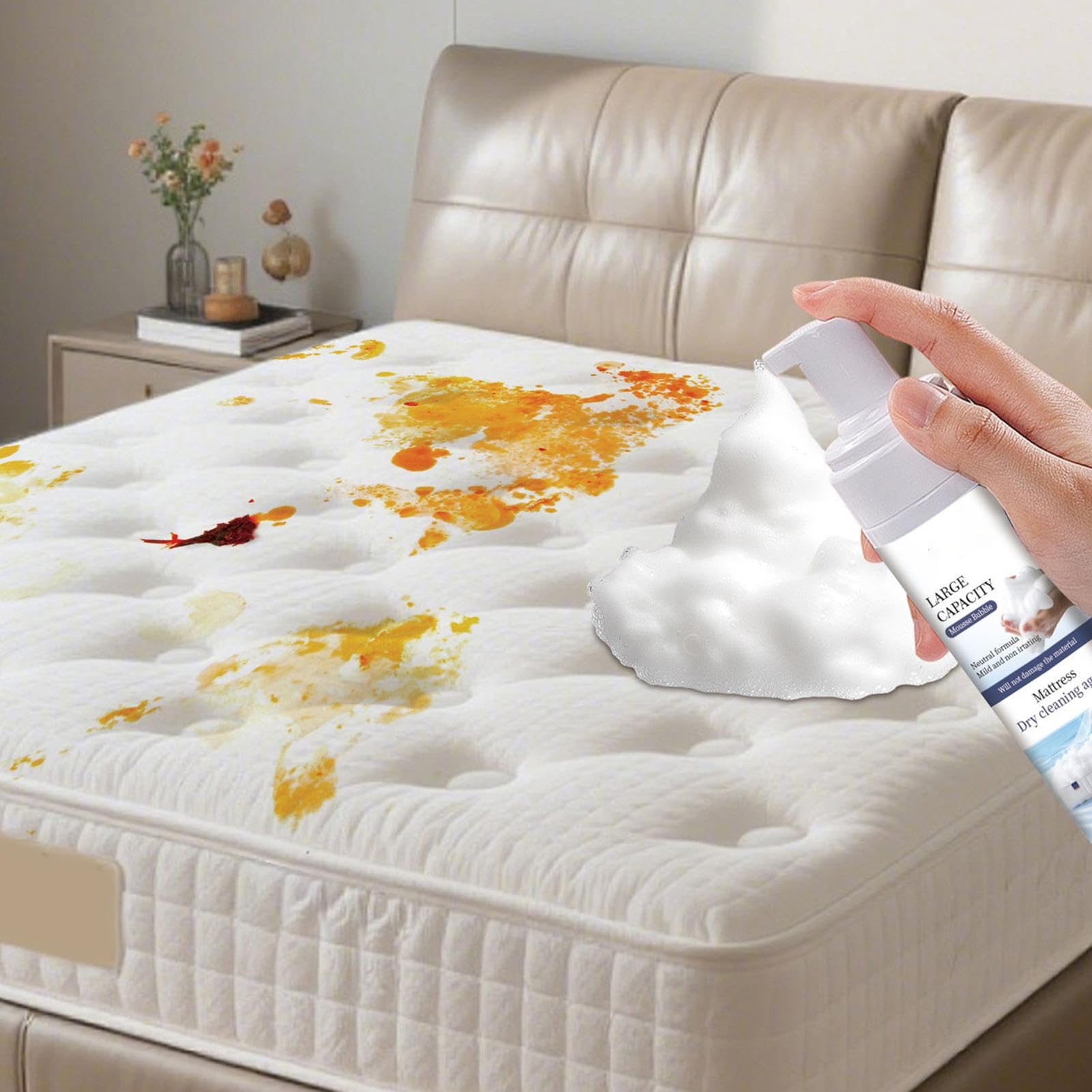 Détachant pour matelas - 150 ml - Nettoyage doux et frais à long terme - Spray multifonction - Pour canapés, rembourrage, dortoir, hôtel