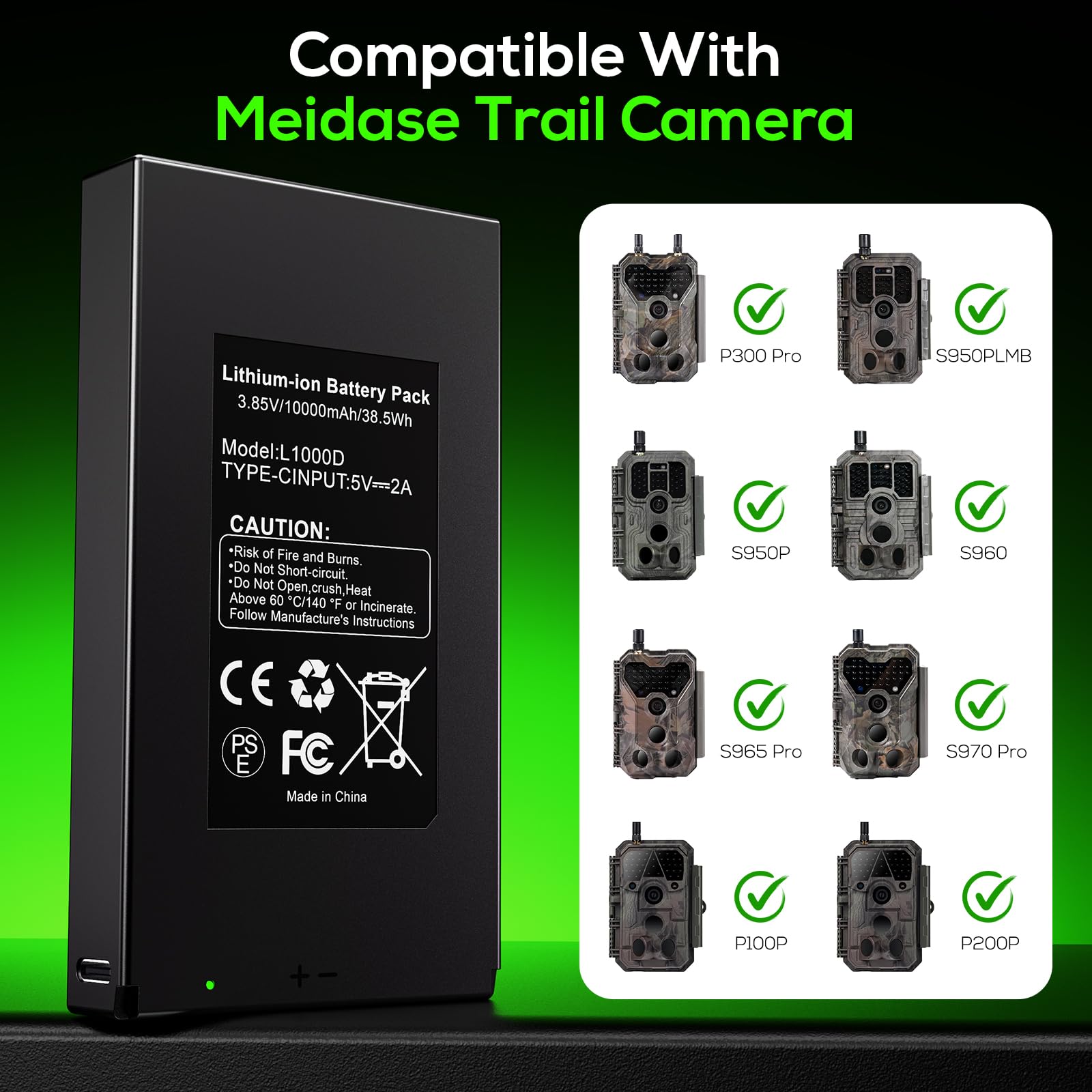 10Ah Batería Compatible con GardePro Modelos Cámara Vigilancia:E6P,E6PCF | 2 pack Batería compatible con GardePro E6PMB, E8P, E8PWF, E8PMB, X60P y X60PMB,Meidase P200P,P300 Pro,S970 Pro Cámara