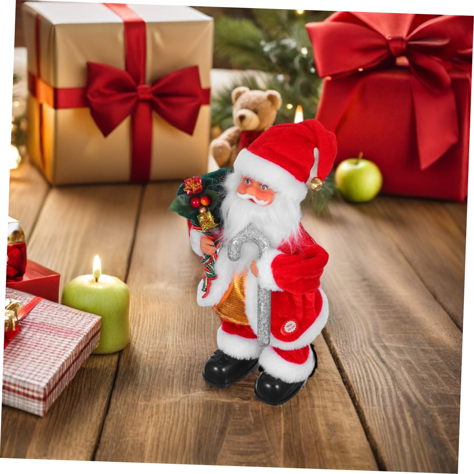 Juguete De Papá Noel Eléctrico con Música Adorable Adorno Navideño y Juguete para Fiestas Navideñas para Decoración Familiar y Entretenimiento