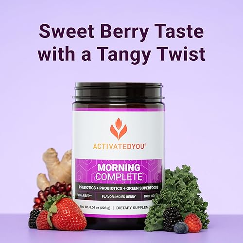 Miniatura 7 de ACTIVATEDYOU Morning Complete Super Greens - Mezcla de bebida en polvo, mejora la salud intestinal con prebióticos, probióticos y antioxidantes, 10