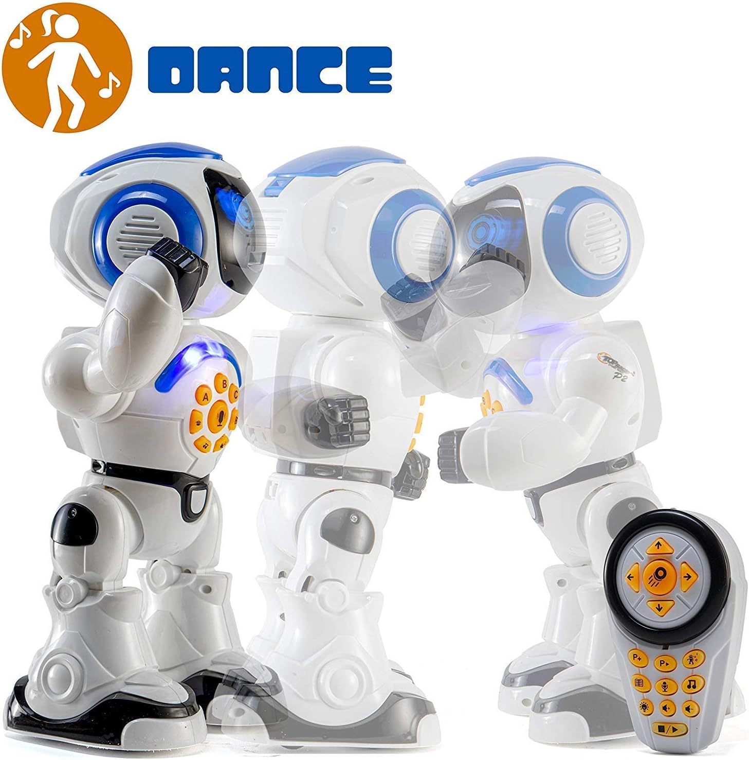 Generico Interaktywny pilot zdalnego sterowania Robot Maxi Pilot Zdalne chodzenie Taniec Mówiący Dyski Dyski Opowiadanie Historii Programowalny Nagrywanie i powtarzanie głosu Maxi Robot z pilotem