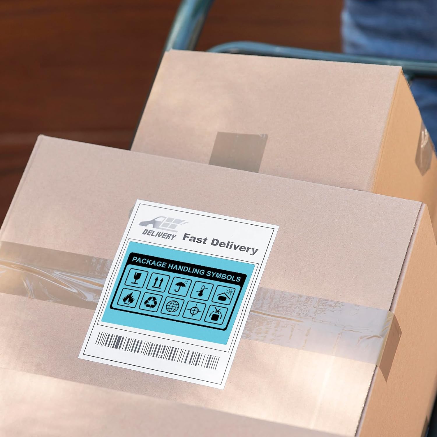 Blue Thermal Labels Vinyl 6 × 4 Inch Self-Adhesive Rectangle Stickers Roll Waterproof Printer Decals Shipping Tag for QR Code DIY Office Address 250 PCS