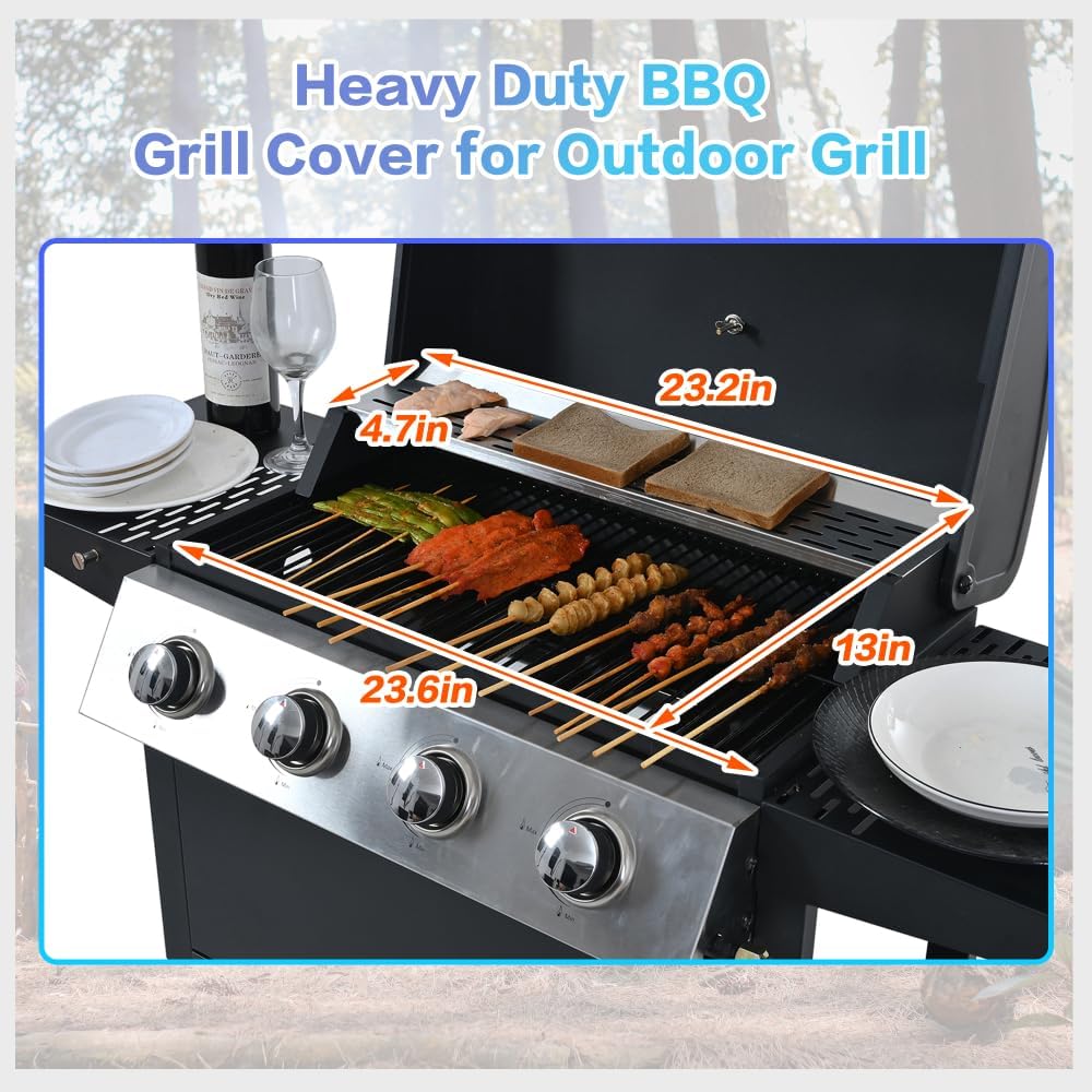 Propane Gas Grill 4 Burner BBQ Grill, 34,000 BTU Stainless Steel Outdoor Grill with Shelves & Wheels, Perfect for Outdoor Cooking, Camping, Portable