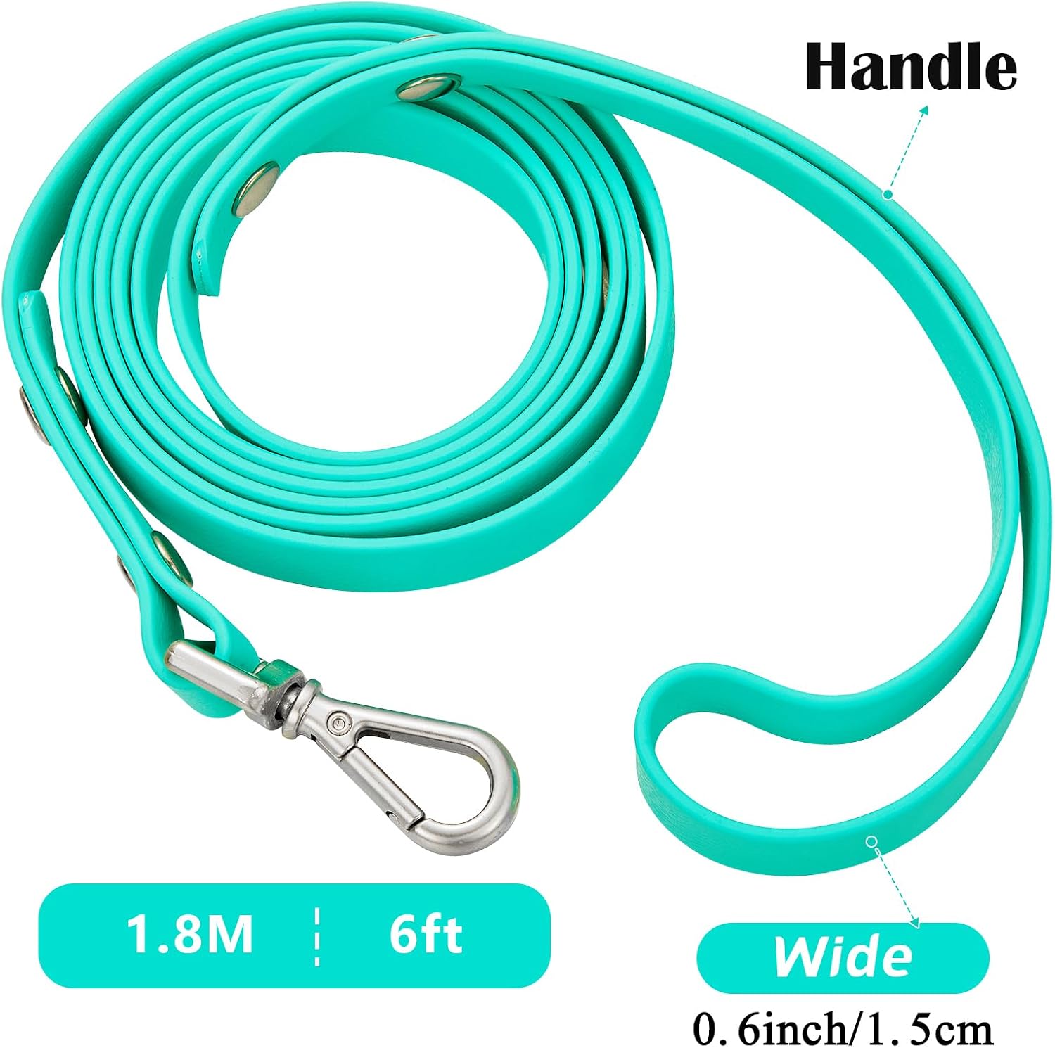 Waterproof Long Dog Training Leash 50ft Outdoor PVC Dog Leashes Great for Large Medium Small Dog Training Lead,Beach,Yard,Play,Camping(Mint Green