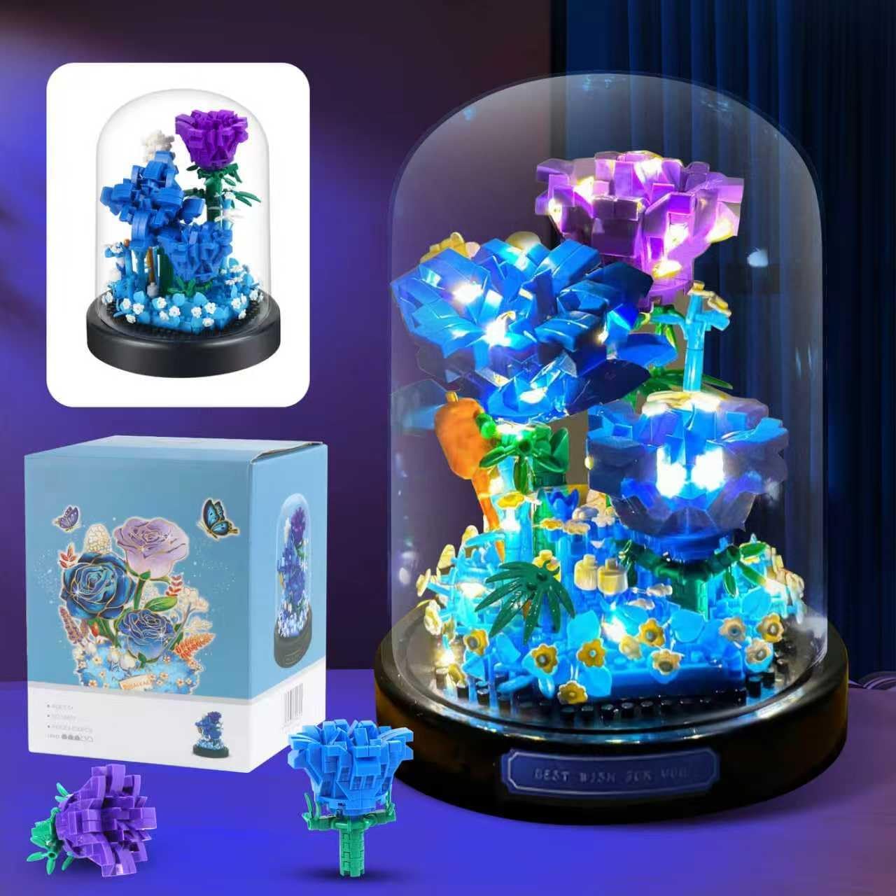Water Bottle Sunflower Building Set with LED String Light and Dust Cover, Flower Bouquet Building Set Gifts for Mothers Day, Valentines Day, Birthday, Anniversary, Christmas(545 Pcs)