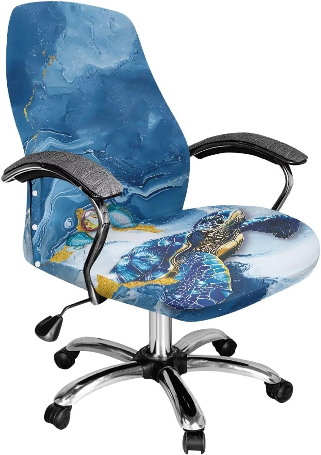 Office Chair Covers Stretchable Computer Chair Cover Blue Marble Sea Turtle Gaming Chair Seat Cover Removable Universal Rotating Chair Slipcovers Protective Cover