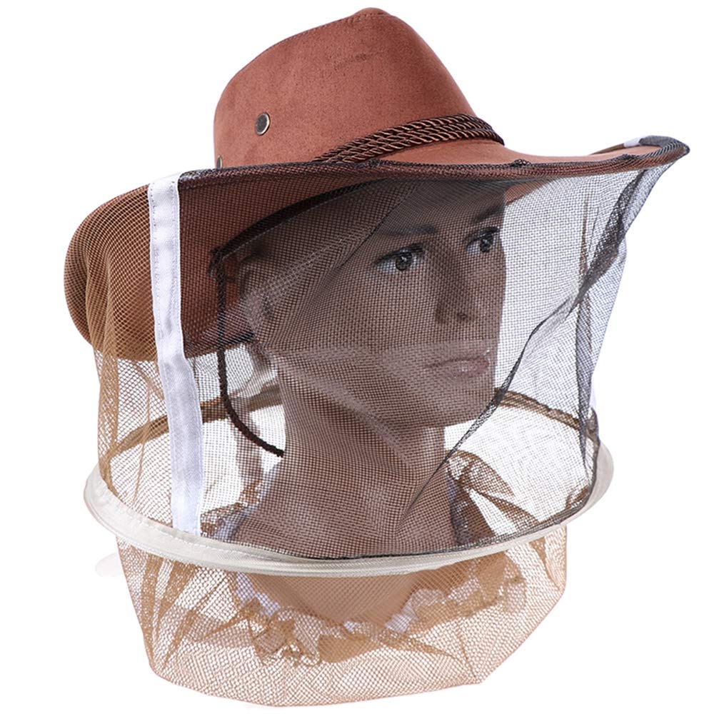 Chapeau de cowboy apicole réglable avec protection visage 360
