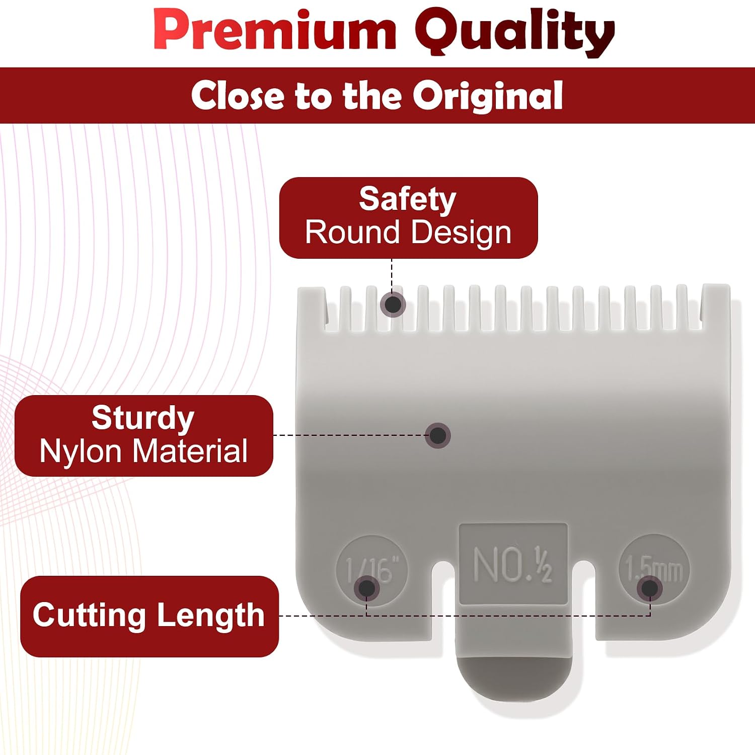 2pcs Hair Clipper Guards, Attachment Number #1/2-1/16''(1.5mm), Nylon Guards for Clippers, Clipper Attachments Replacement for Cutting Hairstyles Sideburns Beards - Gray