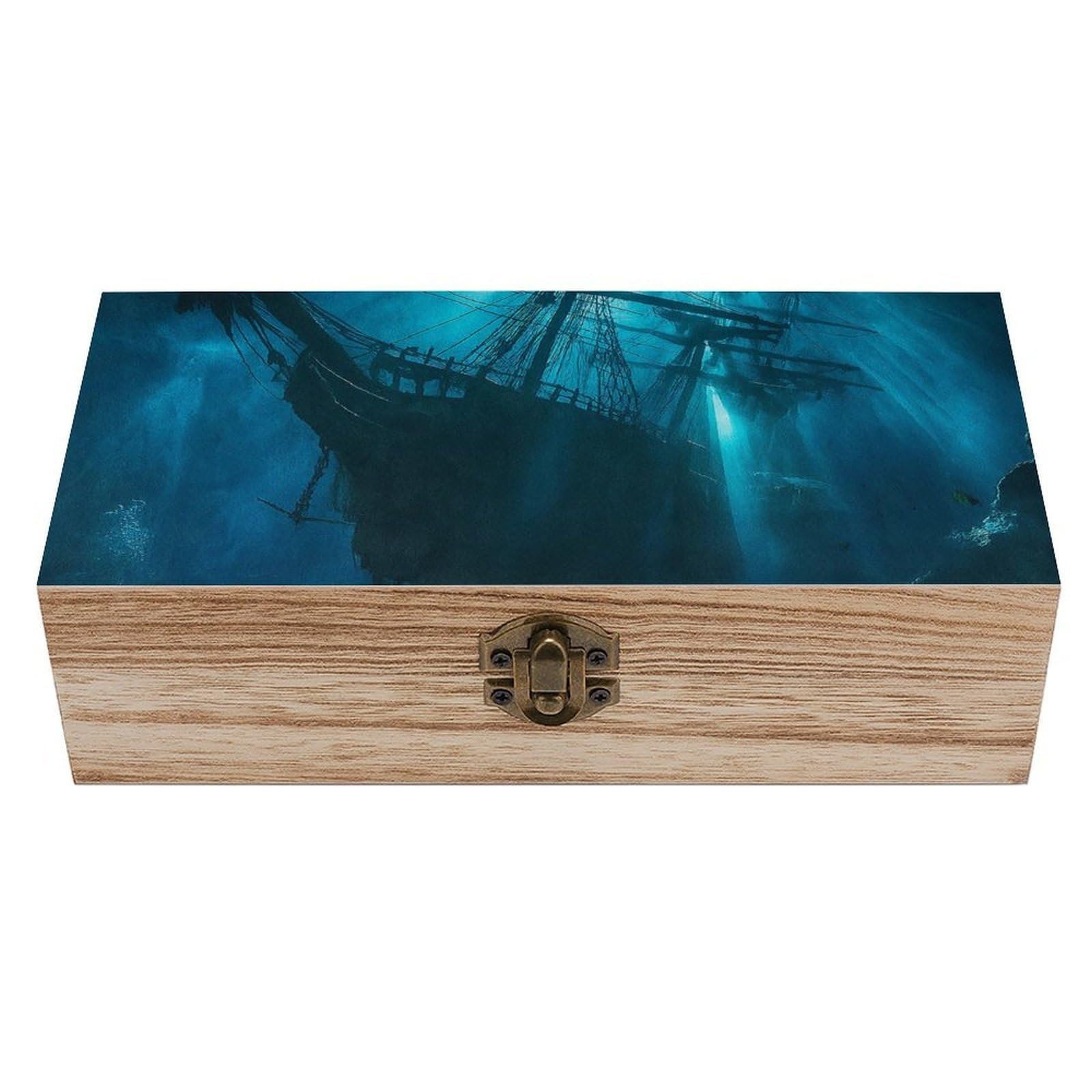 HLBSDM Shipwrecks Wooden Storage Vintage Keepsake Decorative Boxs