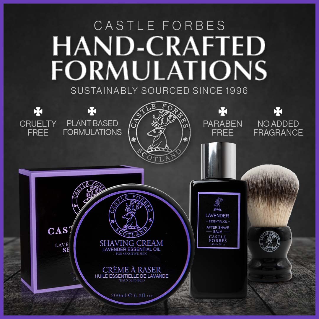 Castle Forbes Lavender Shaving Cream For Men, 6.8 fl.oz. | Moisturizing Smooth Shave Lather w/ Esseantial Oils | Protects Sensitive Skin From Razor Burn & Irritation | Luxury Grooming & Beard Care